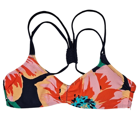 Aerie Racerback Floral Scoop Neck Bikini Top, Red/Pink/Blue, XS - Picture 8 of 13